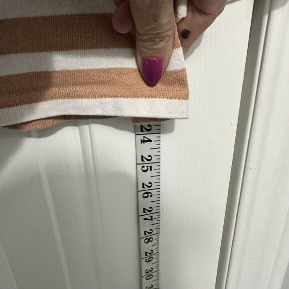 J CREW Cotton Long Sleeve Top Iconic Tan White Stripe XL Classic - Picture 3 of 8